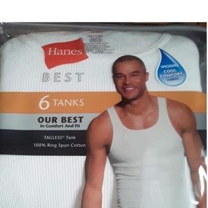 Hanes Men's Tagless Tanks Undershirt, 6 Pack
